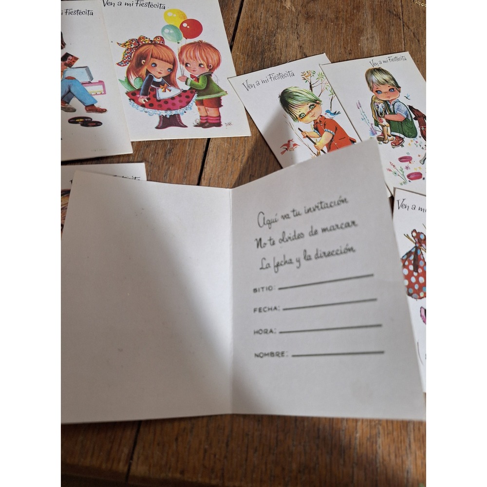 7 Vintage Gina Spanish Birthday Invitations Ven a mi Fiestecita Mid Century Mx - Picture 3 of 4